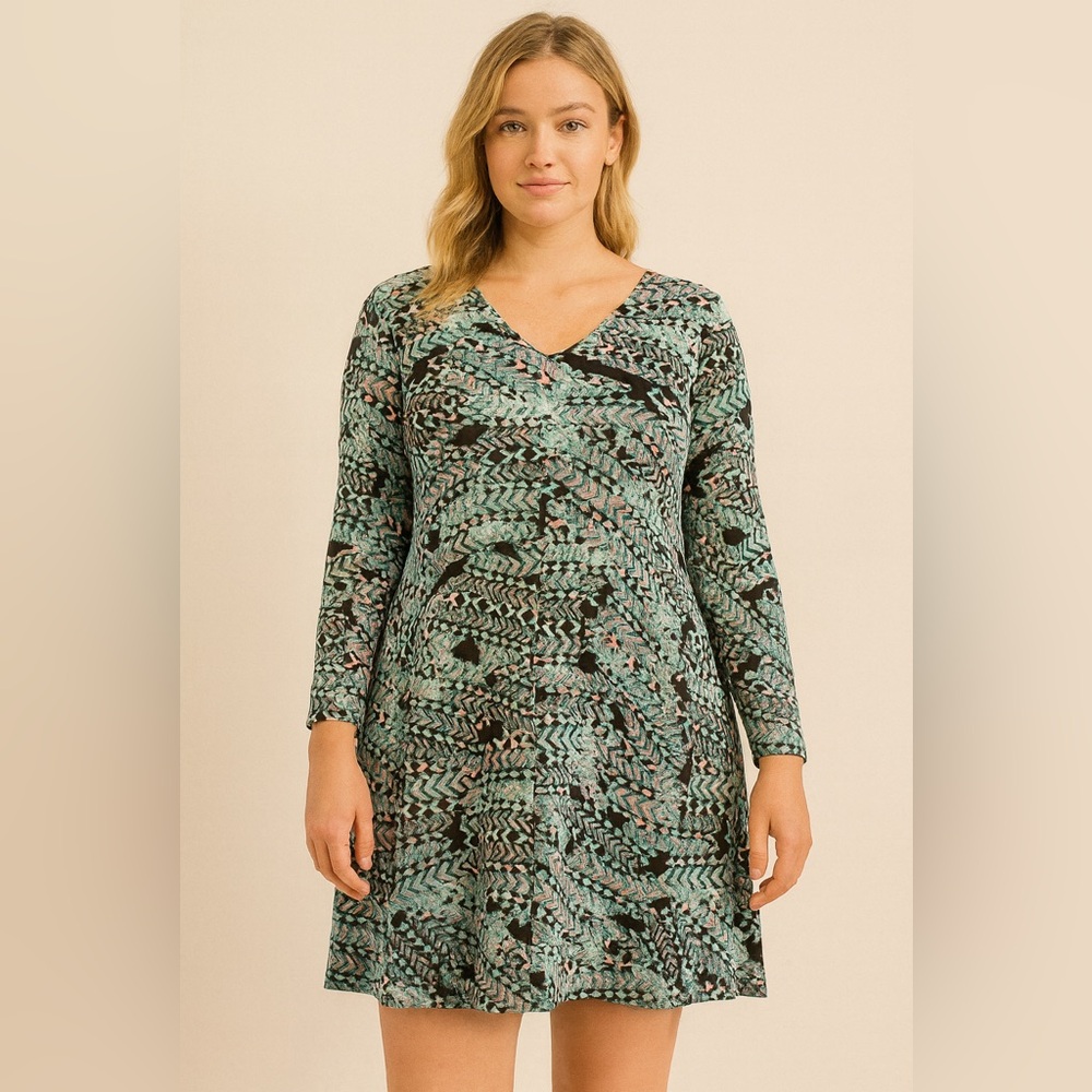 Karen Kane Aquarius Maggie Dress NWT Multi Chevron Abstract Print Size Large